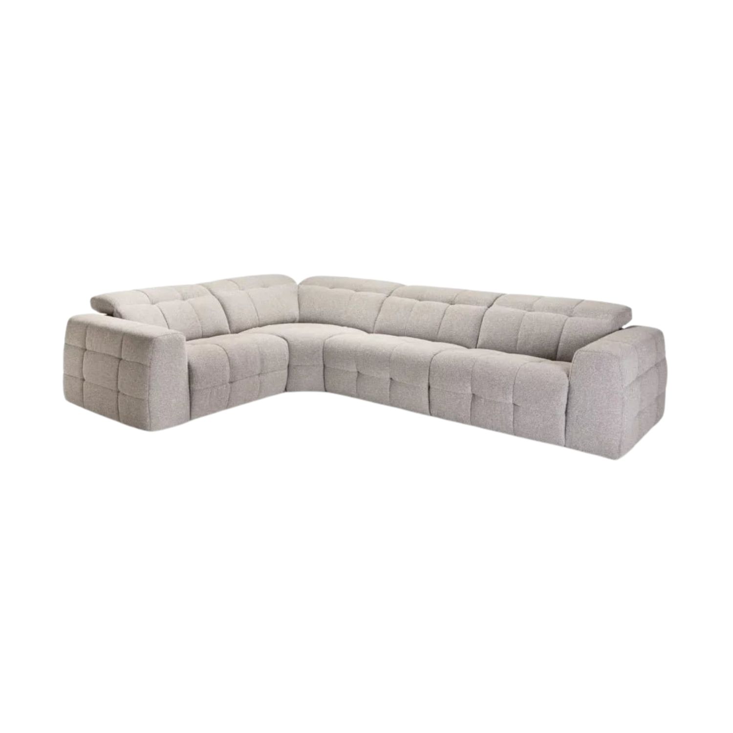Chenille Fabric Corner Sofa with Adjustable Headrests