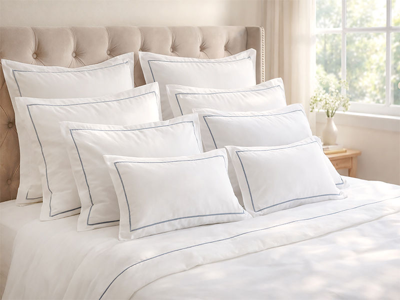 Premium Collection Soft Touch - Oxford Wedding Bells Satin Stitch Pillow Cover Set - King - (6 Sets)