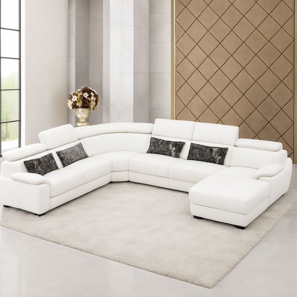 Claude U Shaped Corner Sectional Sofa-PU White