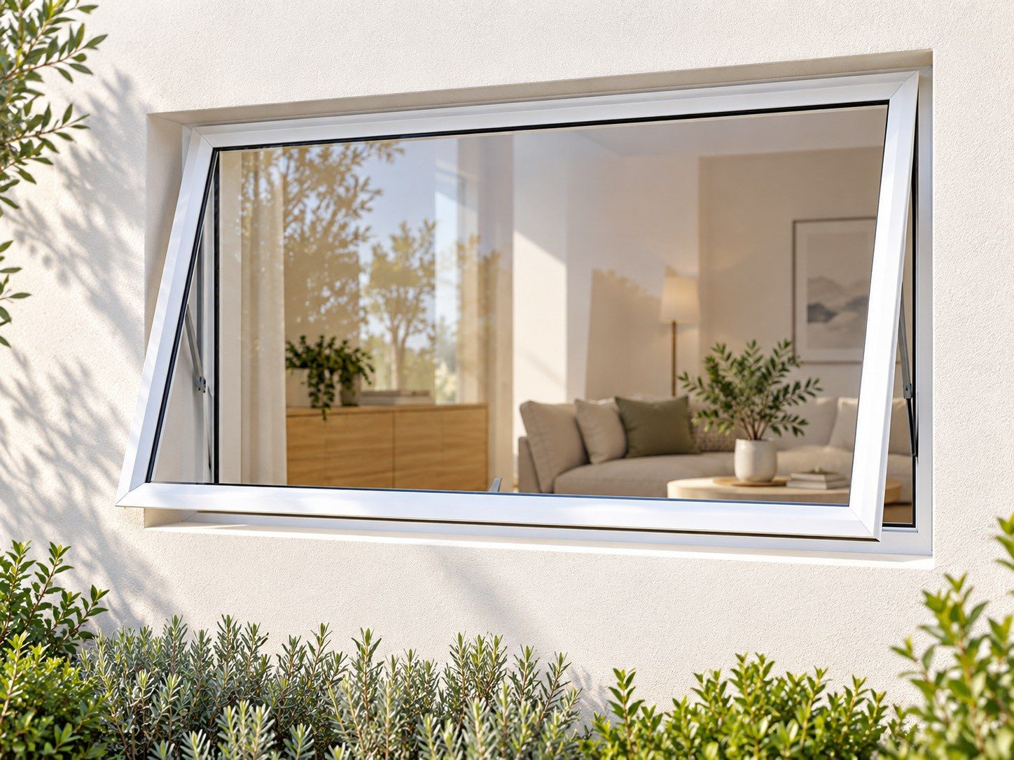 Kenzo Premium Top-Hung Aluminium Window - White, 900 600 mm, Single Opener, Clear Glass