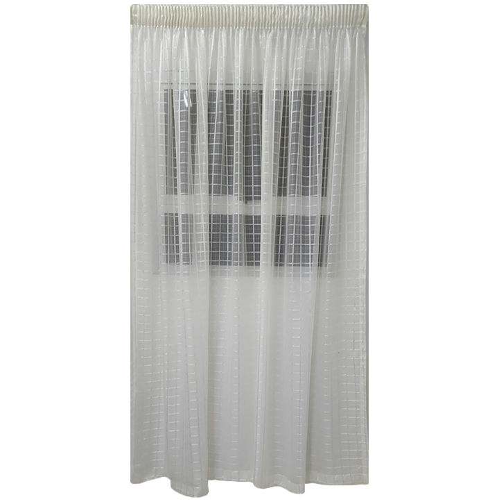 Matoc Readymade Curtain -Grid Voile -LtCream -Taped -230cm W x 230cm H