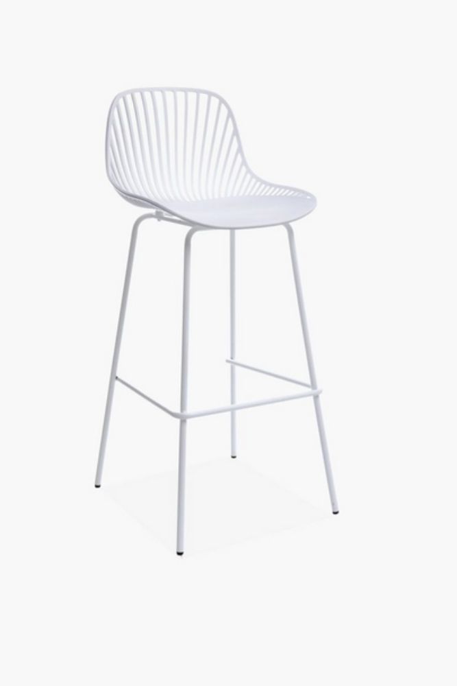 Modern White Metal Dining Chair 45 43 94 cm – Open Wire Back & Curved Seat