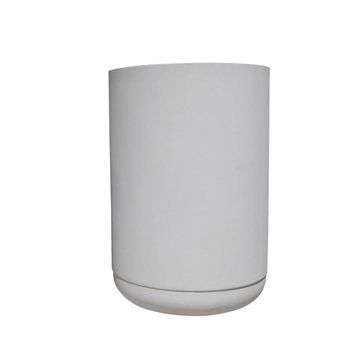 Match Cylinder Japi Planter With Saucer Tall Small - Off White