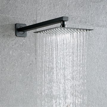 Square Shower Head & Arm Set - Black