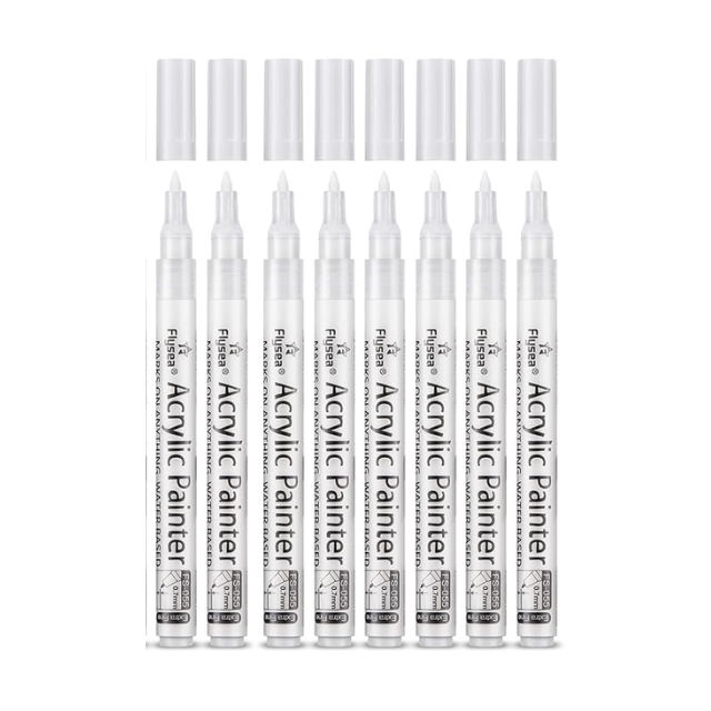 8 White Acrylic Permanent Marker Pens Arts&Craft Scrapbook Hobby Gift
