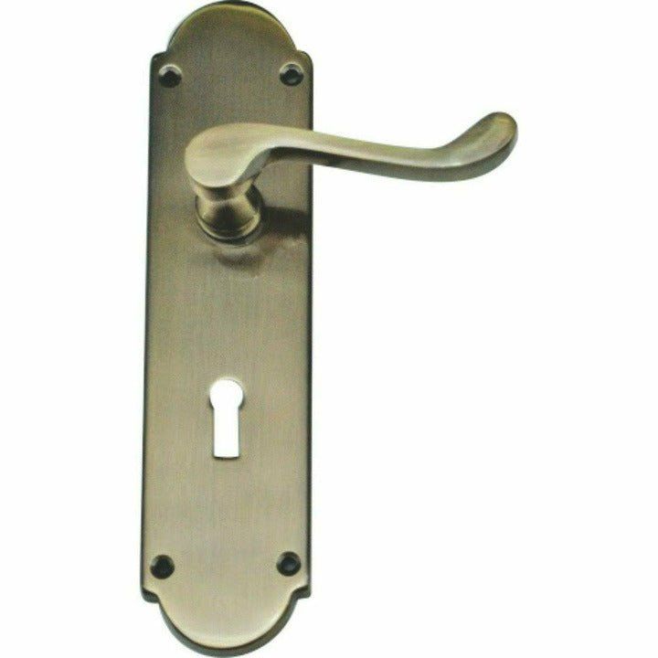 Antique Brass Door Handles Lever Handle on Plate LEROY MERLIN South