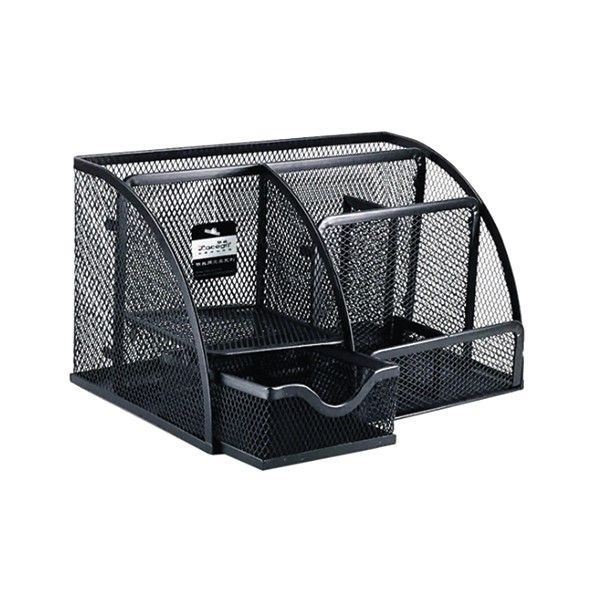 5 Compartments Pencil Mesh Metal Holder Desk Storage