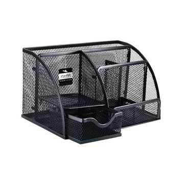 5 Compartments Pencil Mesh Metal Holder Desk Storage