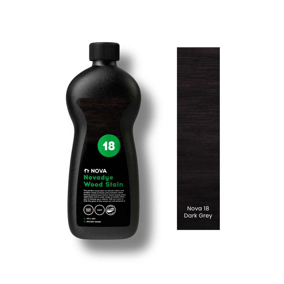 Nova 18 Novadye Woodstain - Dark Grey 500ml