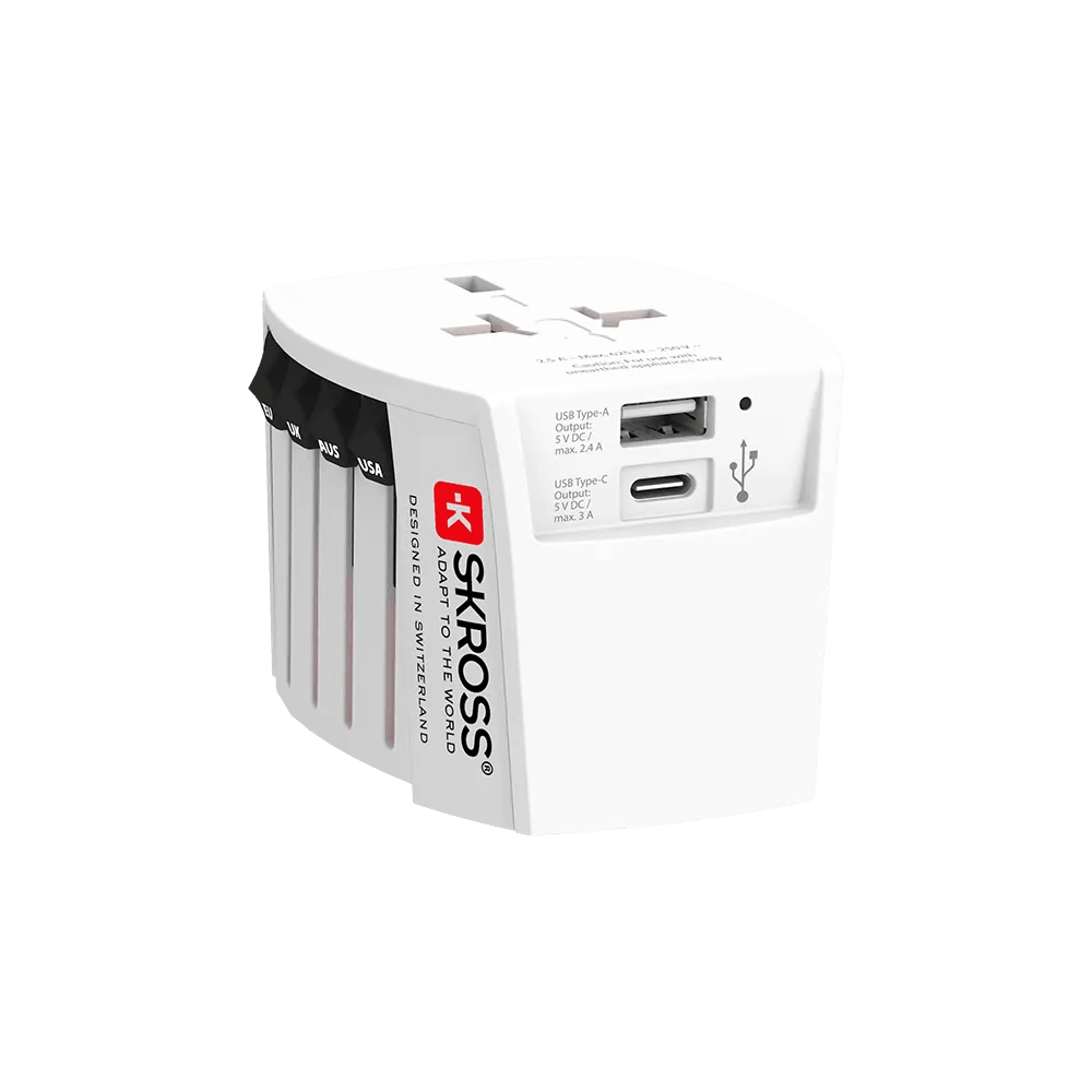 SKROSS - MUV USB (AC) Phase 2 (IEC 2017) - Universal Travel Adapter with USB and AC Compatibility