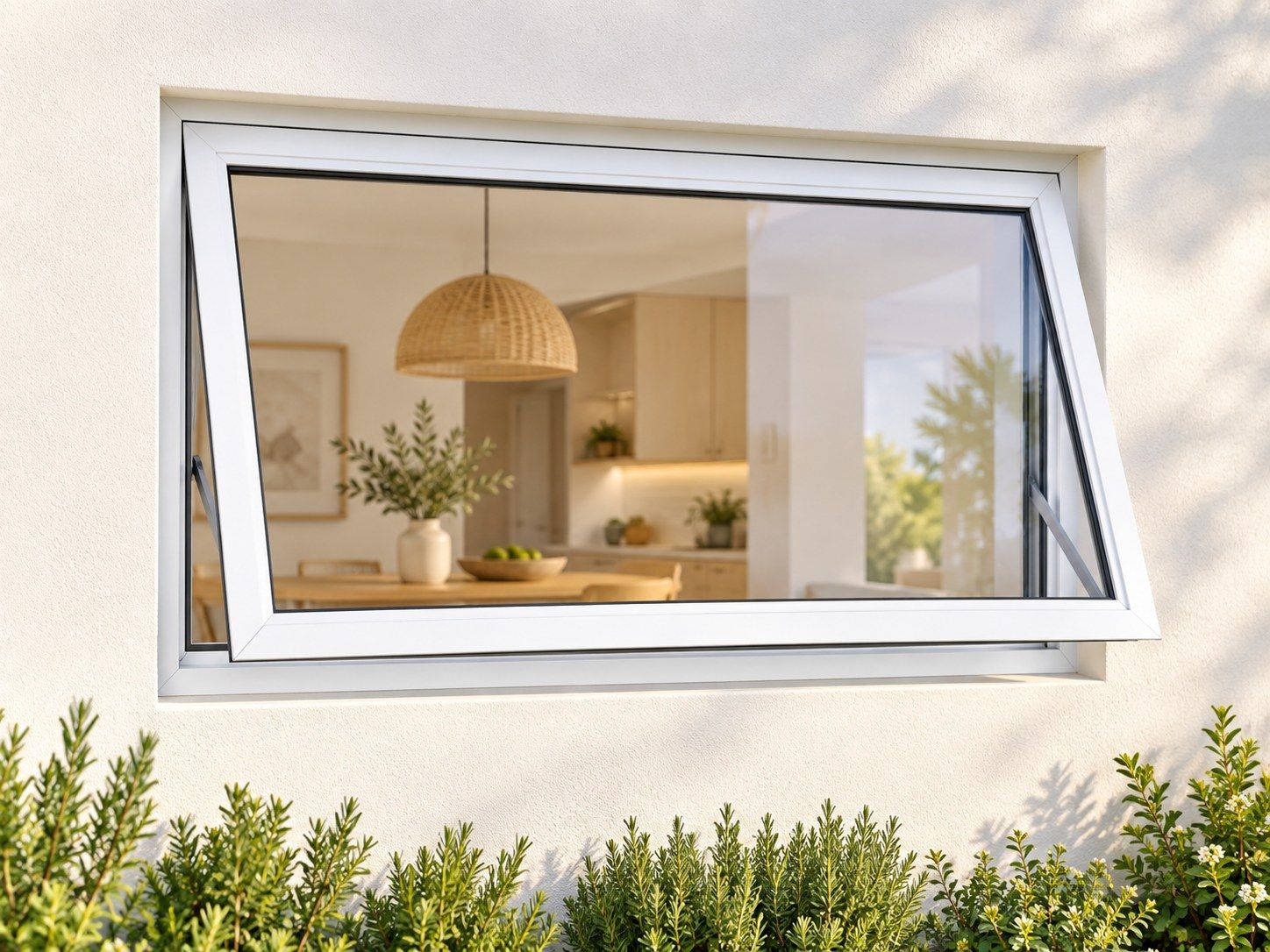Kenzo Premium Top-Hung Aluminium Window - White, 600 400 mm, Single Opener, Clear Glass