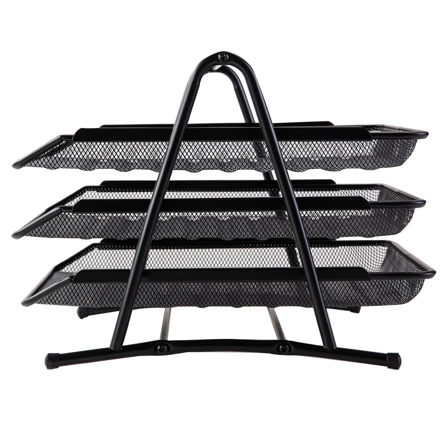 Deli File Tray 3 Tier Metal Mesh 350×278×275mm Black