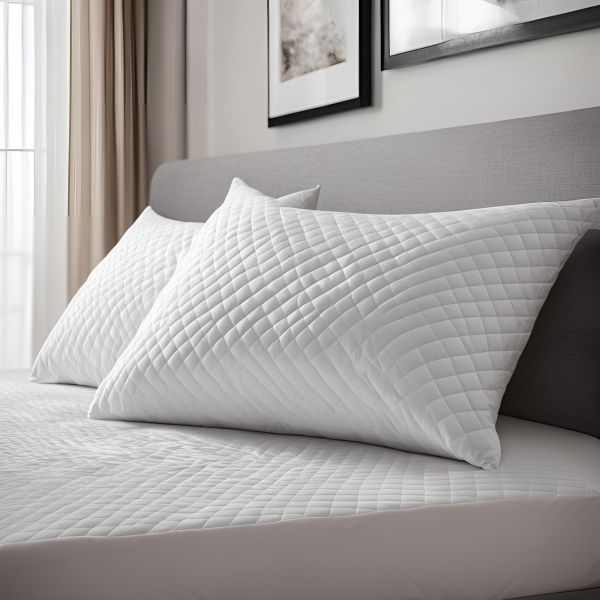 Rey's Fine Linen - Quilted Waterproof Pillow Protector - Standard - Optical White(06 Set)