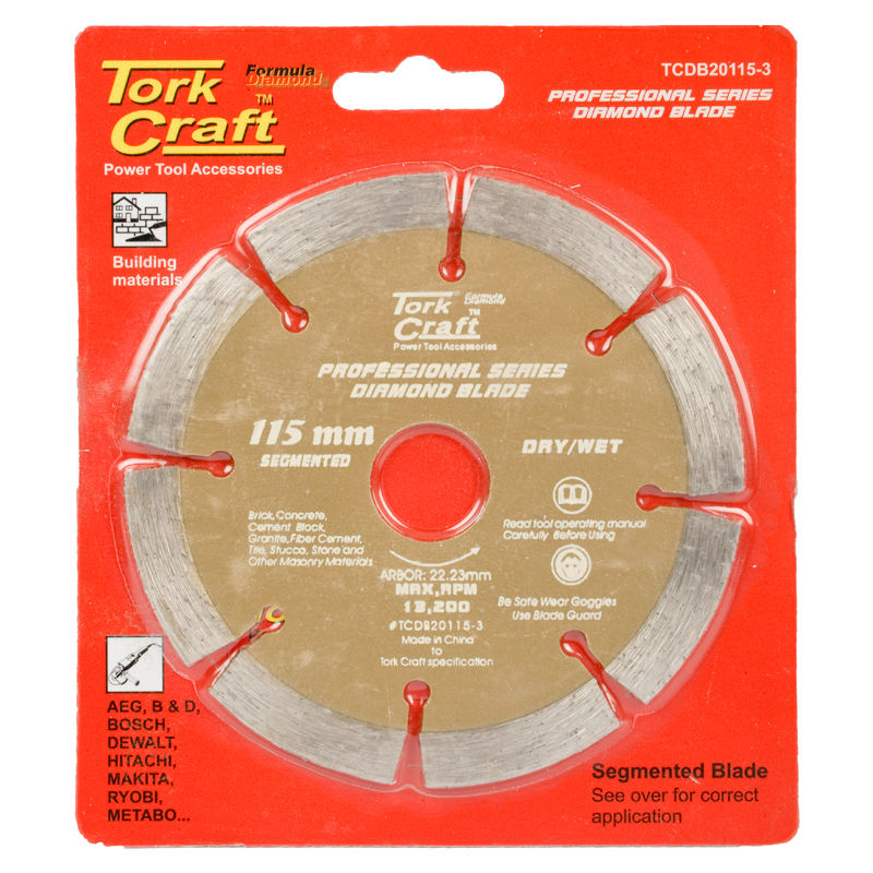 Tork Craft - Diamond Blade 10mm Seg 115mm 22 x 23mm - 5 Pack