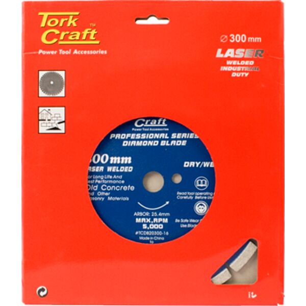 Diamond Blade 300 X 25.4Mm Old Concrete Laser Welded Segmented