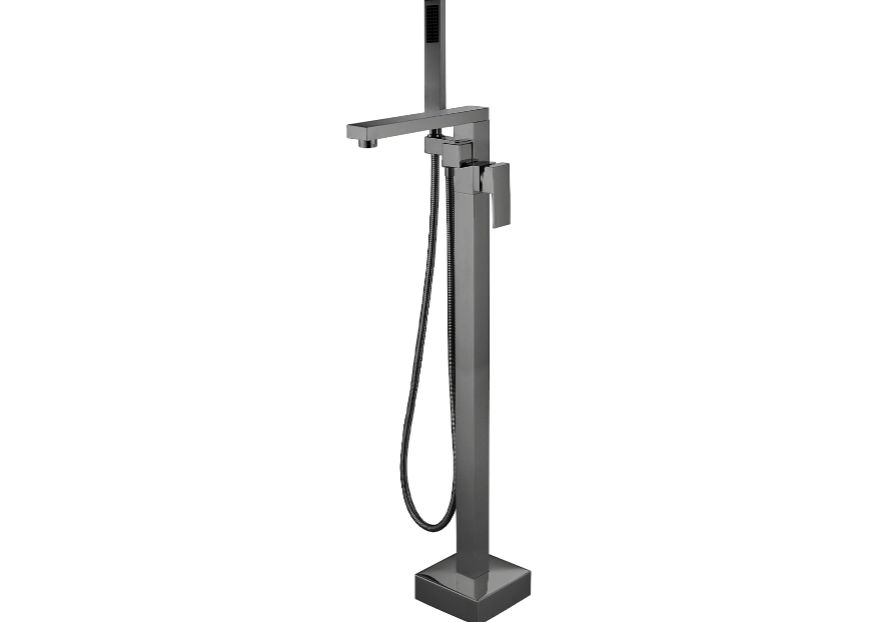 Devario Premio Freestanding Bath Mixer Square Brass -Gun Metal Grey