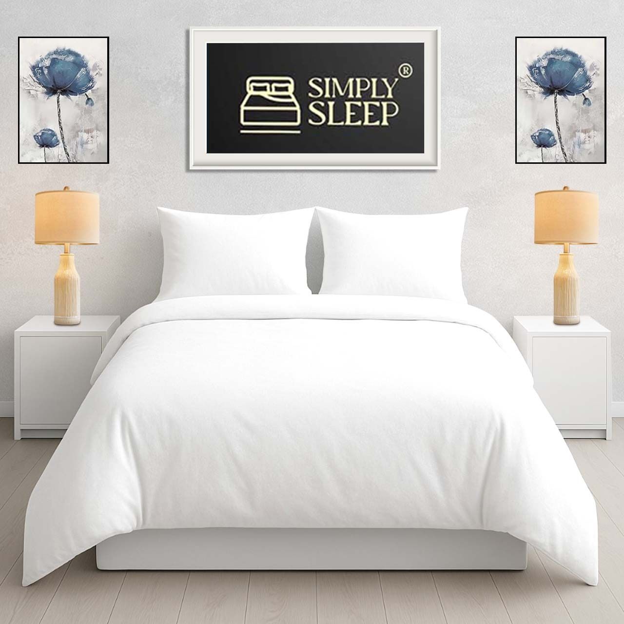 Simply Sleep - Everyday Collection Duvet Cover Set - Plain - 90GSM- (1Set) Optical White - Super King