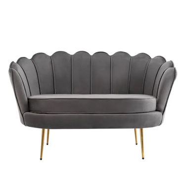 Tulip Velvet Double Seater Couch Grey