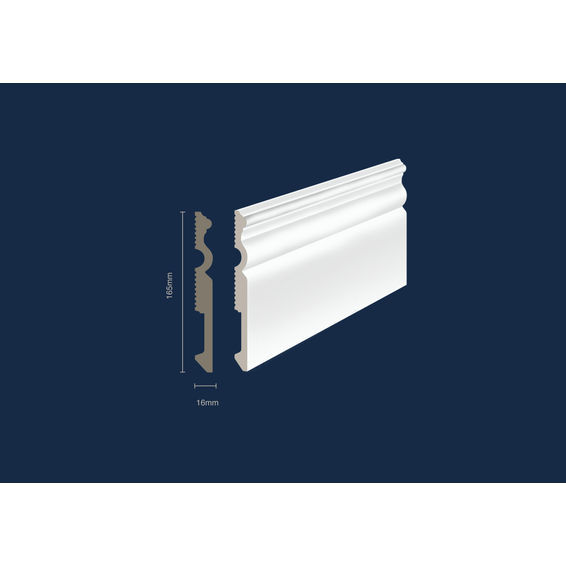 Skirting polystyrene white 16mm x 165mm x 2700mm