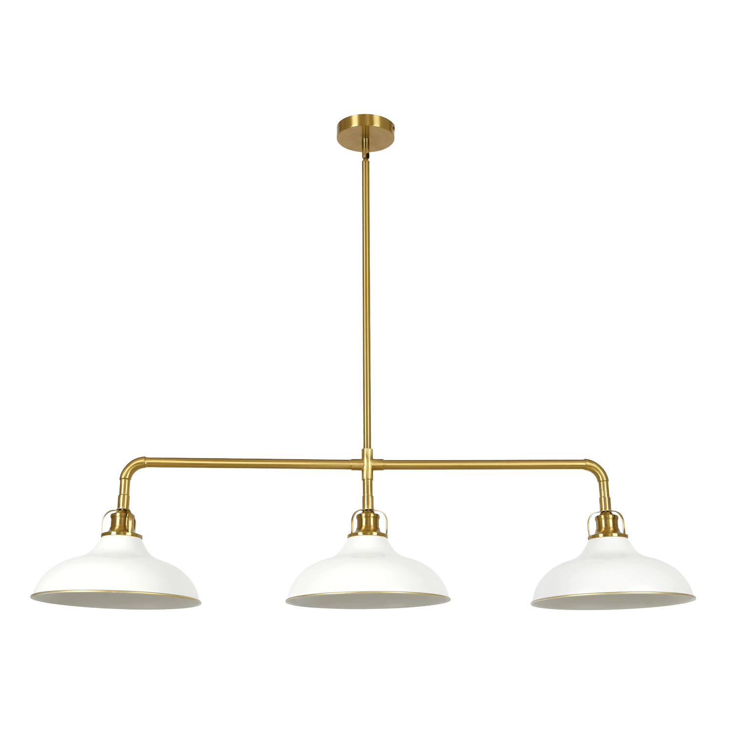 Zebbies Lighting Kingston White and Brass Gold 3 Light Pendant