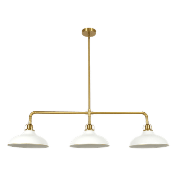 Zebbies Lighting Kingston White and Brass Gold 3 Light Pendant