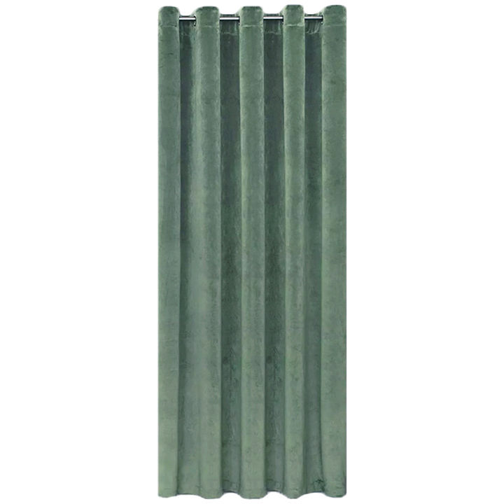 Matoc Readymade Curtain -Velvet -Green -Eyelet -Lined -285cm W x 233cm H