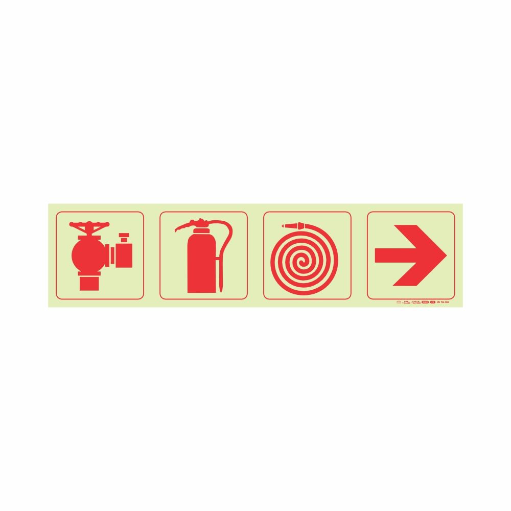 Photoluminescent 190mm Safet Sign F3 Fire Hydrant Fire Extinguisher Fore Hose Reel Arrow Right