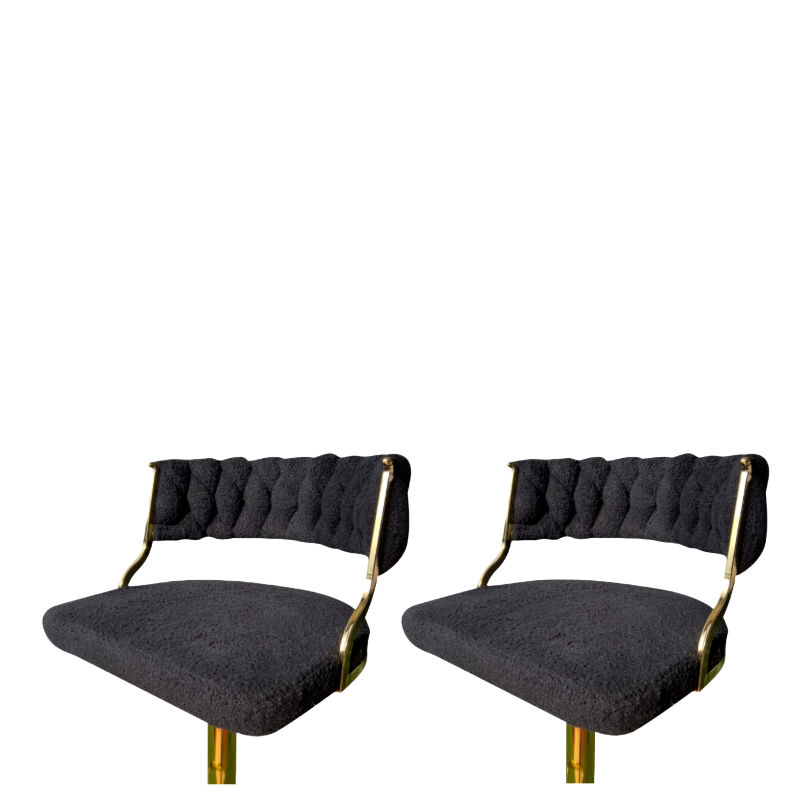 KC Furn-Luxury Boucle Bar Stools (Black  set of 2)