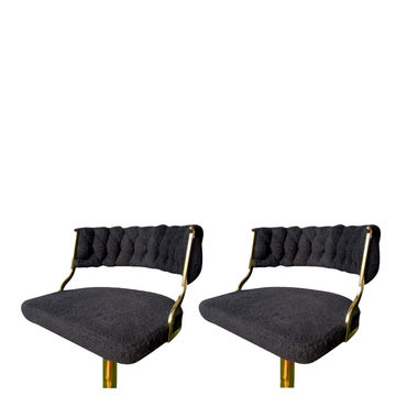 KC Furn-Luxury Boucle Bar Stools (Black  set of 2)