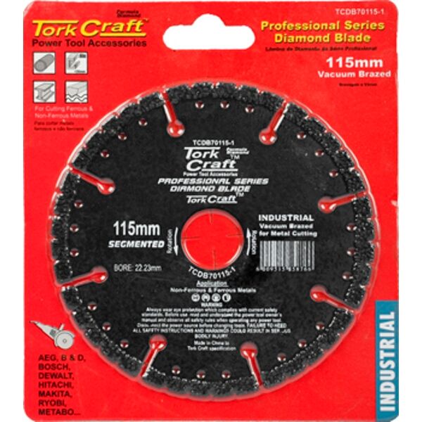 Diamond Blade Seg.115 X 22.23Mm Vacuum Brazed  For Metal Cutting