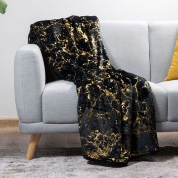 Nu Dekor - 3D Marble Design Fleece Blanket - Black - 180x200cm
