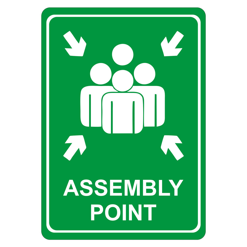 Green Assembly Point Symbolic Sign - Printed on White ACP (297 x 210mm)