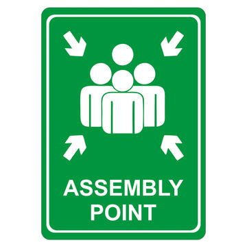 Green Assembly Point Symbolic Sign - Printed on White ACP (297 x 210mm)