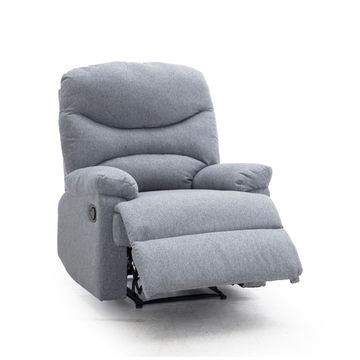 Grey Fabric Recliner Chair with Plush Cushion and Adjustable Footrest