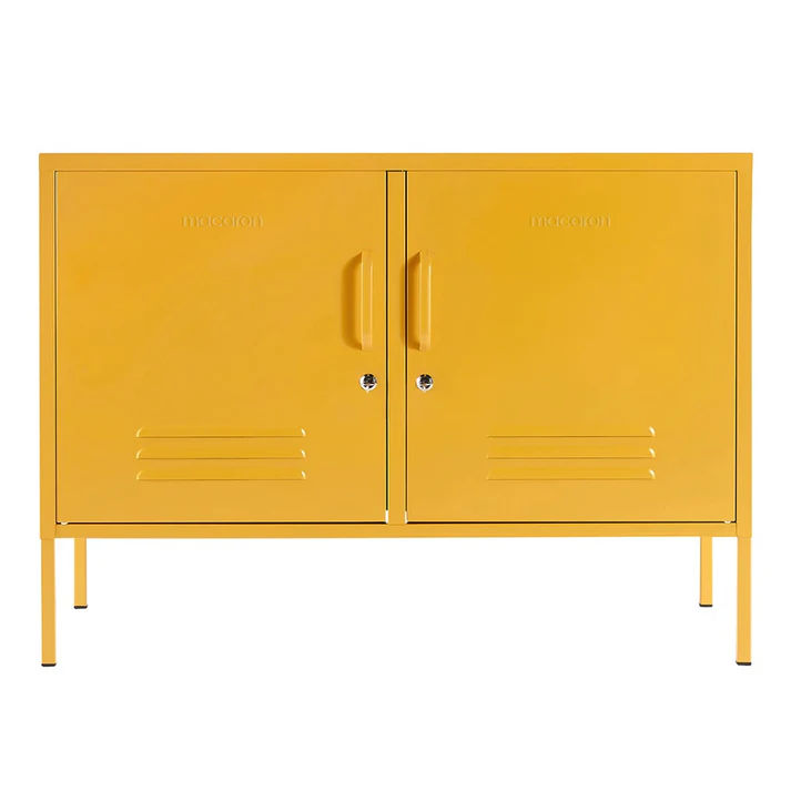 Steel Swing Door TV Stand Locker Lowdown Storage Cabinet - Mustard Yellow