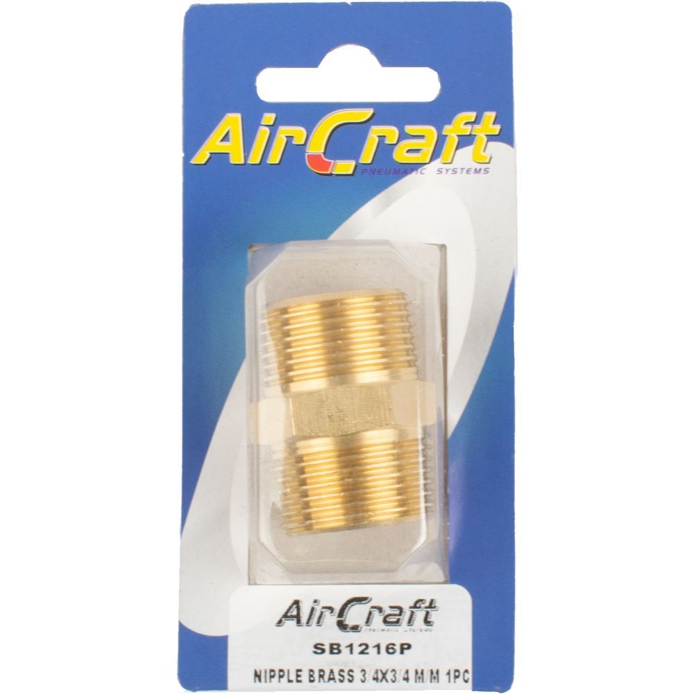 Aircraft - Nipple Brass 3/4 x 3/4 M/M 1 Piece Pack - 4 Pack