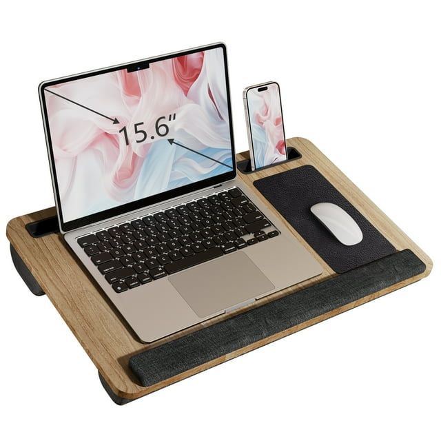 Wooden Lap Desk with Cushion Pad - Maple White