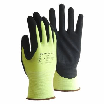 HANVO HI-VIZ NITRILE GLOVES SIZE 8/MEDIUM
