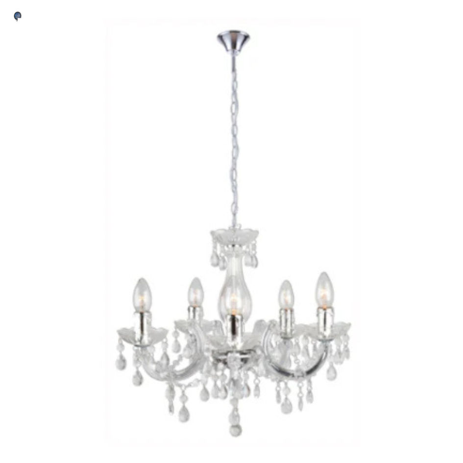 Eurolux Odile Acrylic 5LT Chandelier 440mm Clear