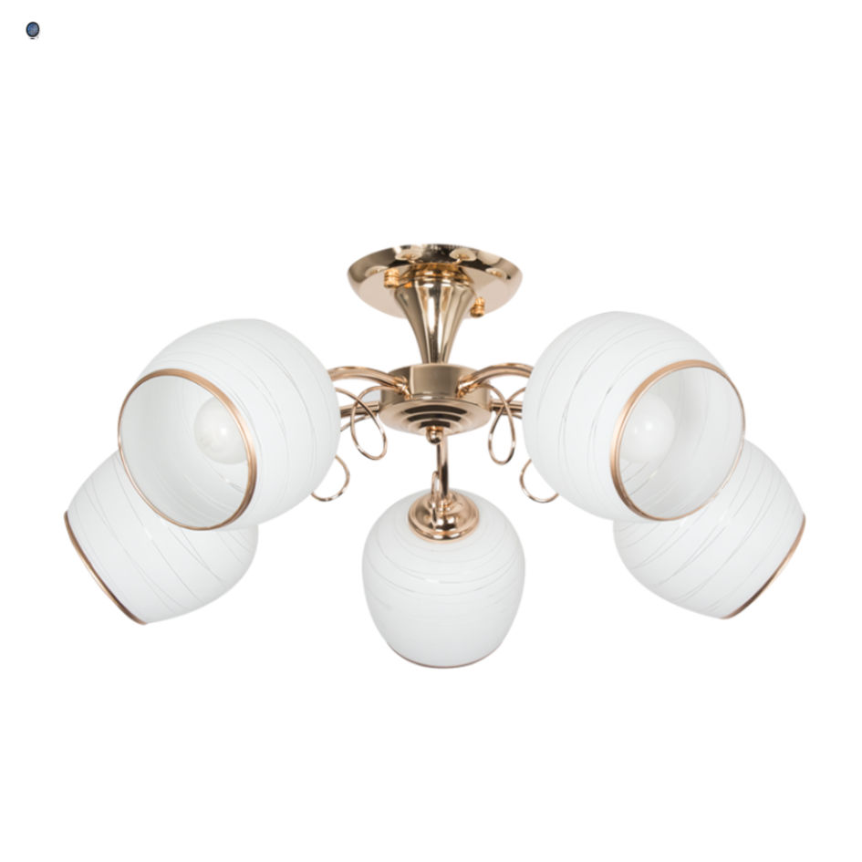 Metal Chandelier with Alabaster Glass