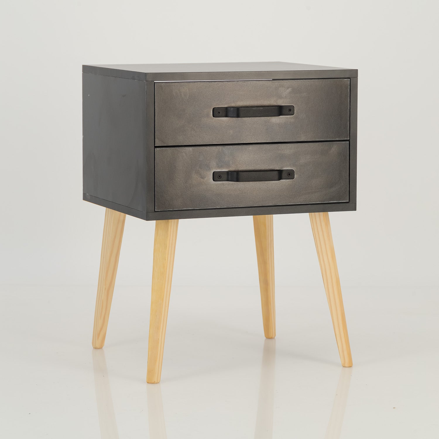 Makalu Two Drawer Side Table - Black