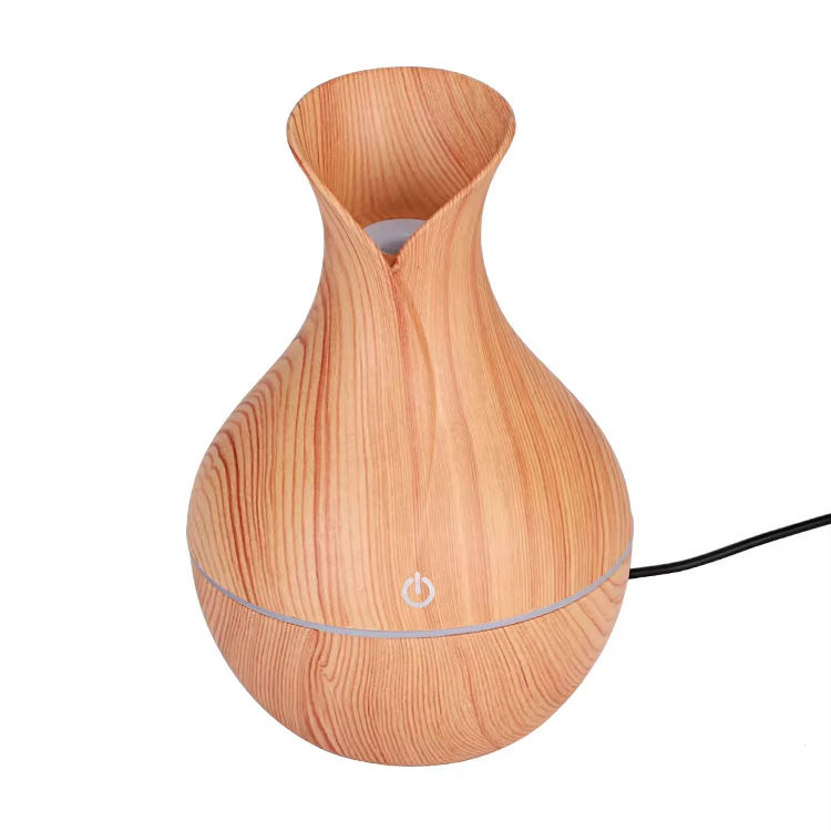 Room Home Appliances Wood Flower Vase Oil Diffuser Cool Mist Brown Humidifier