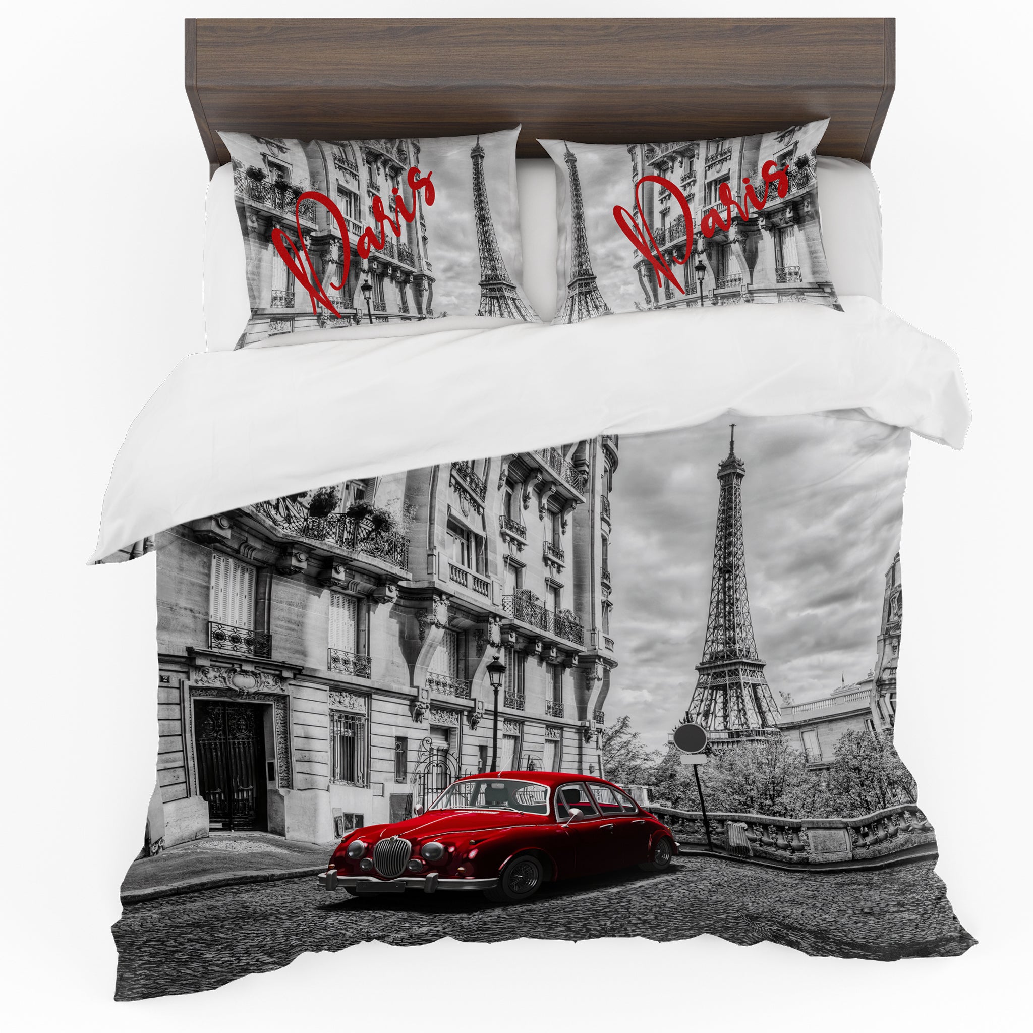 Black and White Paris Duvet Cover Set Double