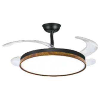 Ceiling Fan Light with Foldable Blades - Dark Wood-grain & Black - FL092