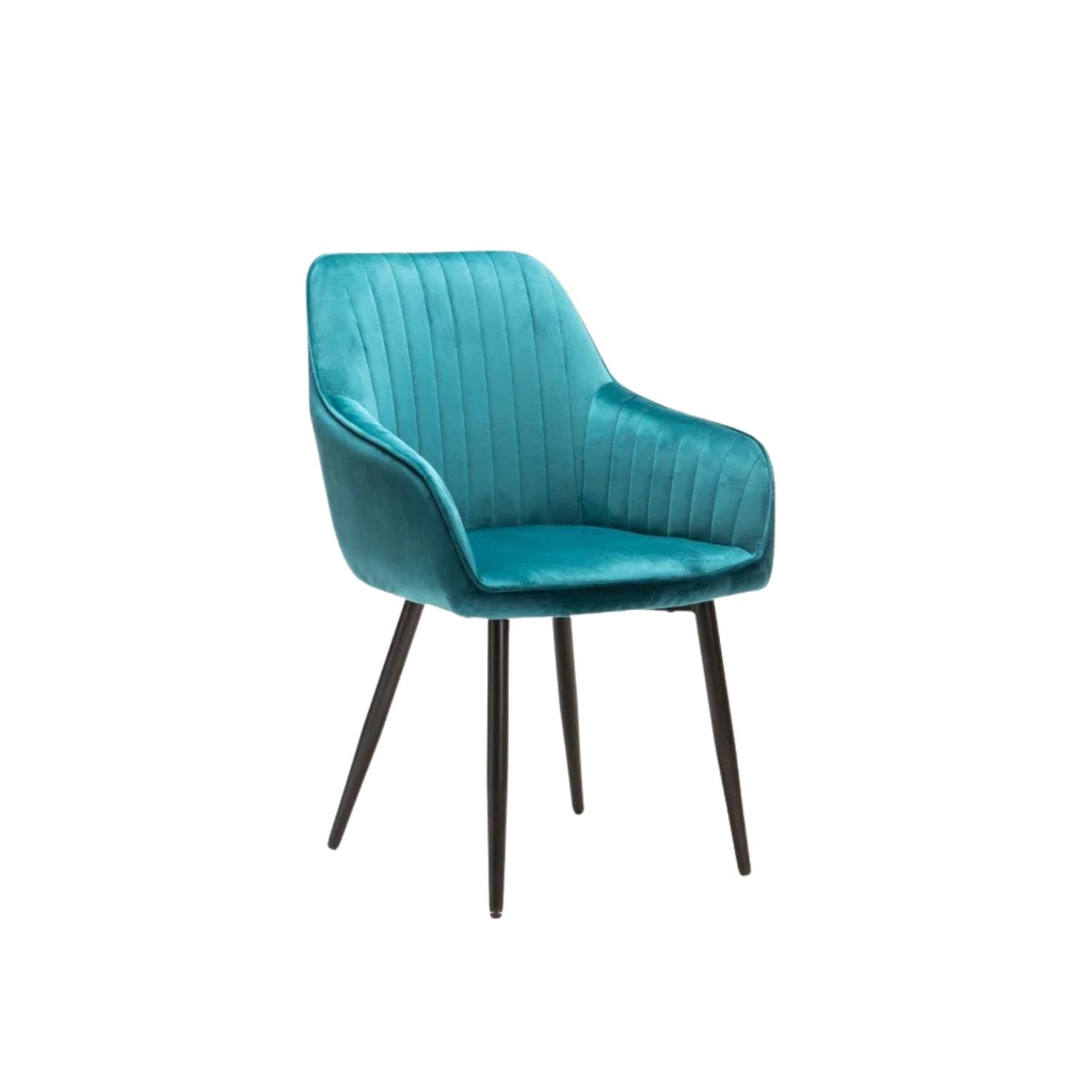 Velvet Upholstered Dining Chair with Iron Legs - Teal