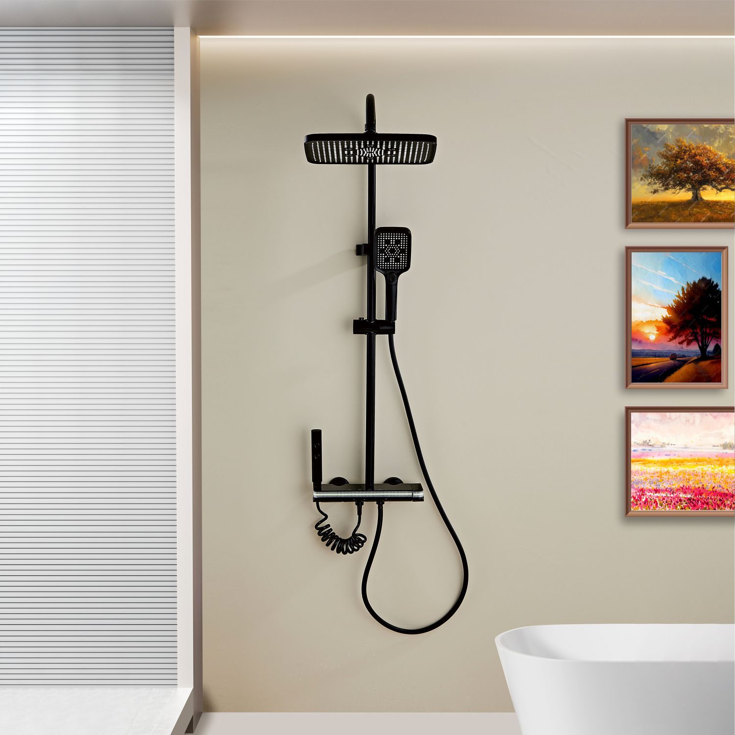 Modern Multifunctional LED Digital Display Shower System 033 Black