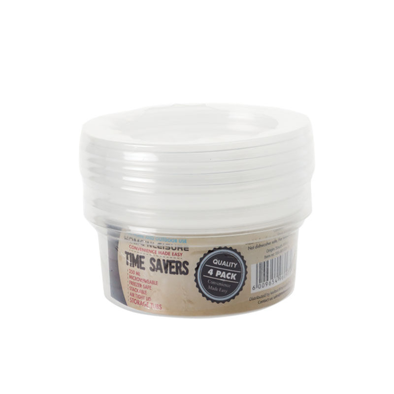 Food Storage Containers - With Lids - 250ml - 4 Piece - 10 Pack