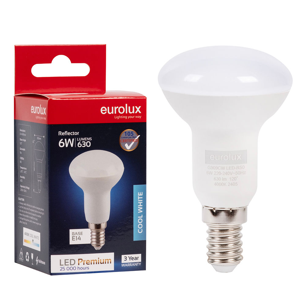 Cool White E14 6W R50 LED Reflector