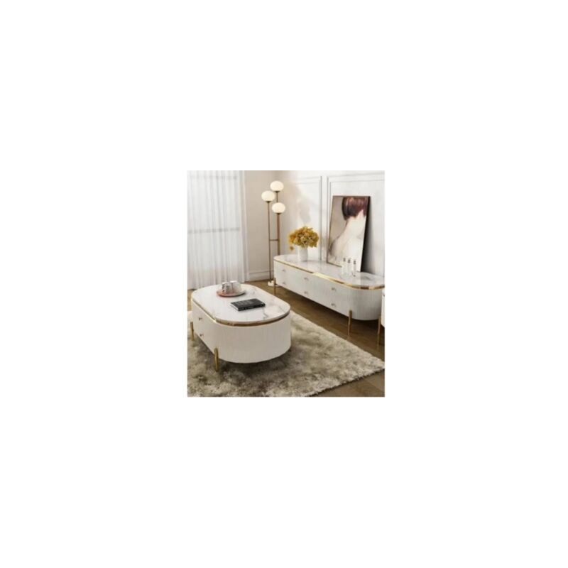 Asher marble top lounge set - tv stand and coffee table