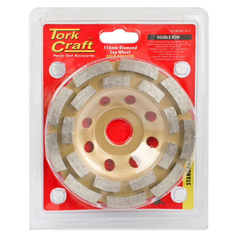 Tork Craft - Dia. Cup Wheel 115 x 22.23mm Dbl Row Cold Pressed